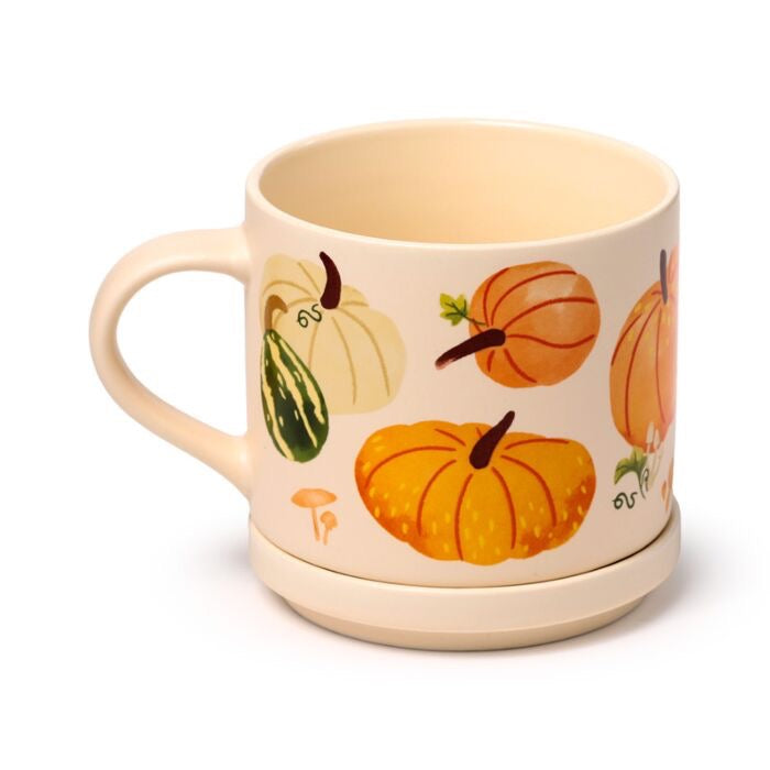 Taza de Porcelana y Posavasos Otoño