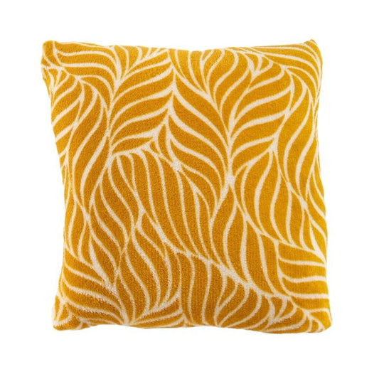 Cojín 43x43 microfibra hojas mostaza