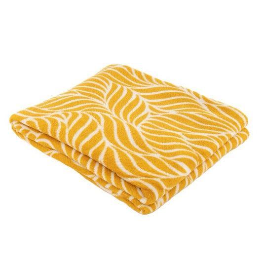Manta 125x150 Microfibra Hojas Mostaza